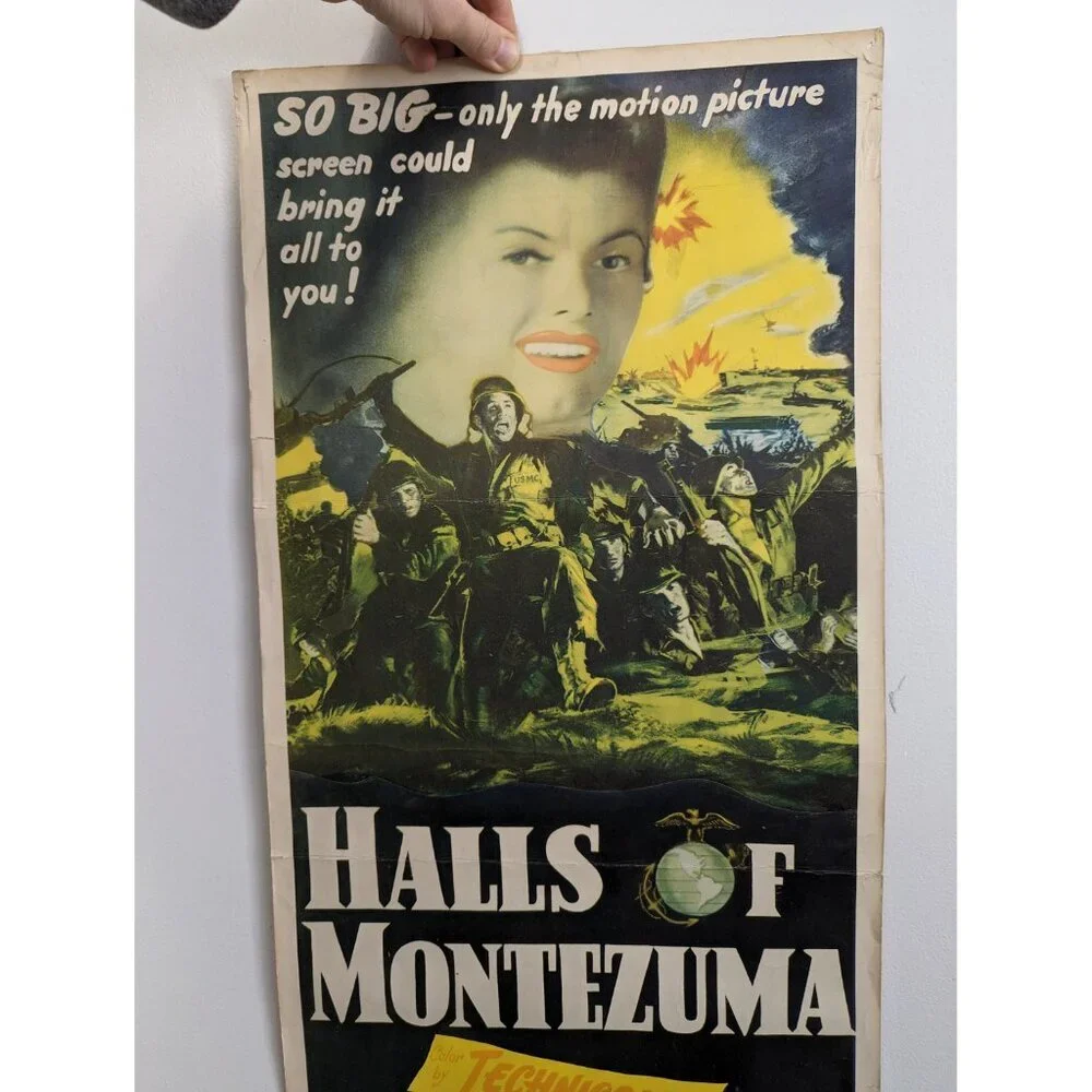 1951 Original 14x36 Halls Of Montezuma Movie theatre poster with Richard Widmark - Picture 2 of 10